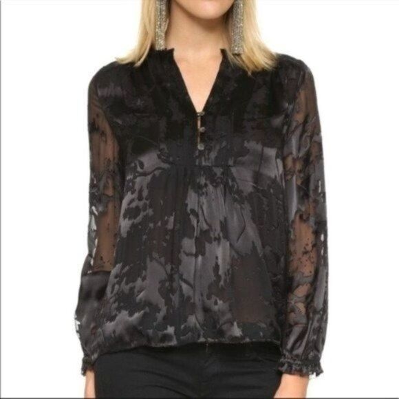 Diane Von Furstenberg Black Fairy Grunge Semi Sheer Shirt - Picture 1 of 11